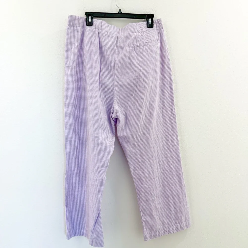 Free People 100% Cotton Gingham Cottagecore Coquette Lavender Plaid Pants XL